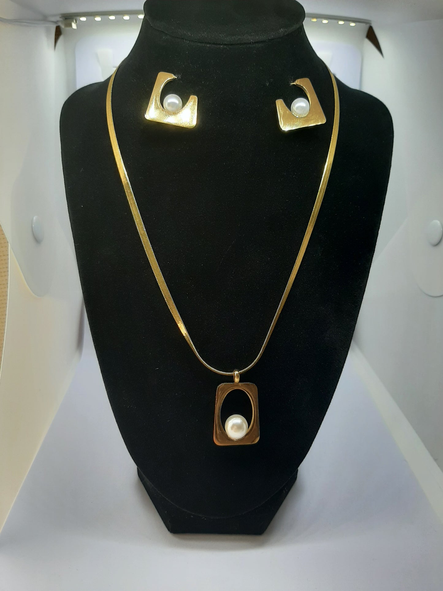 Parure Collier avec Boucles d'oreilles en Acier Inoxydable