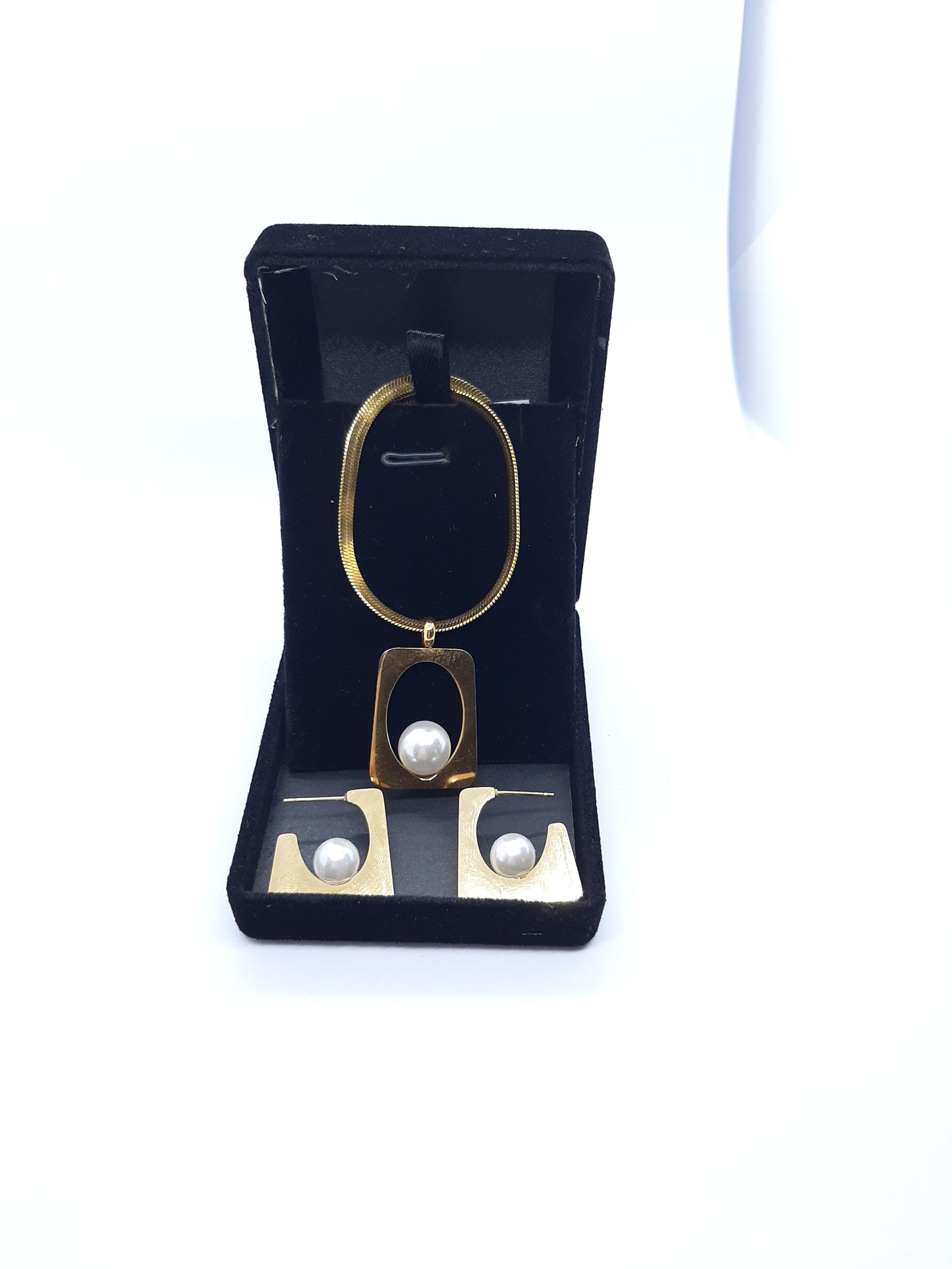 Parure Collier avec Boucles d'oreilles en Acier Inoxydable