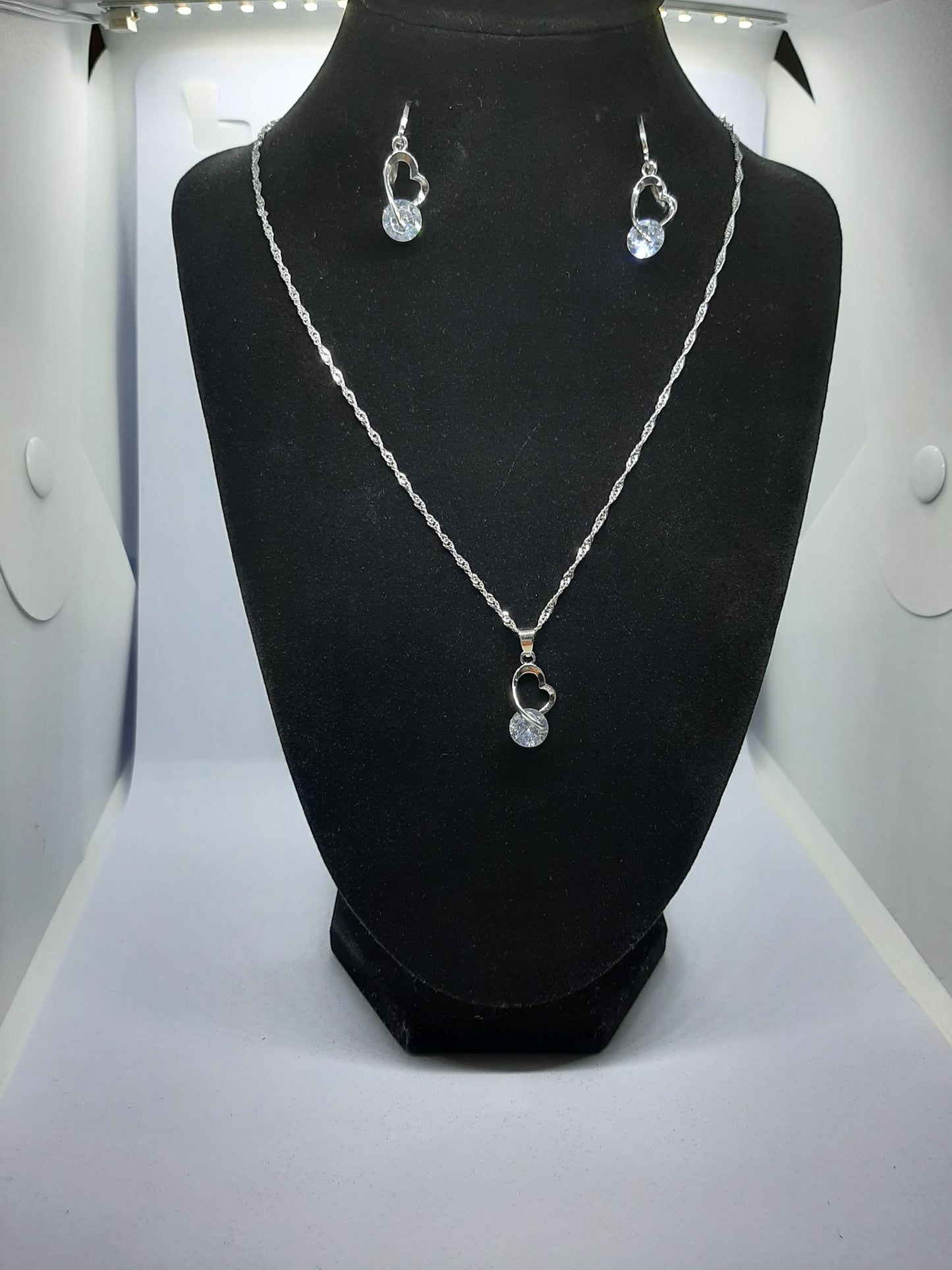 Parure Collier avec boucles d'oreilles en Argent 925 Sterling