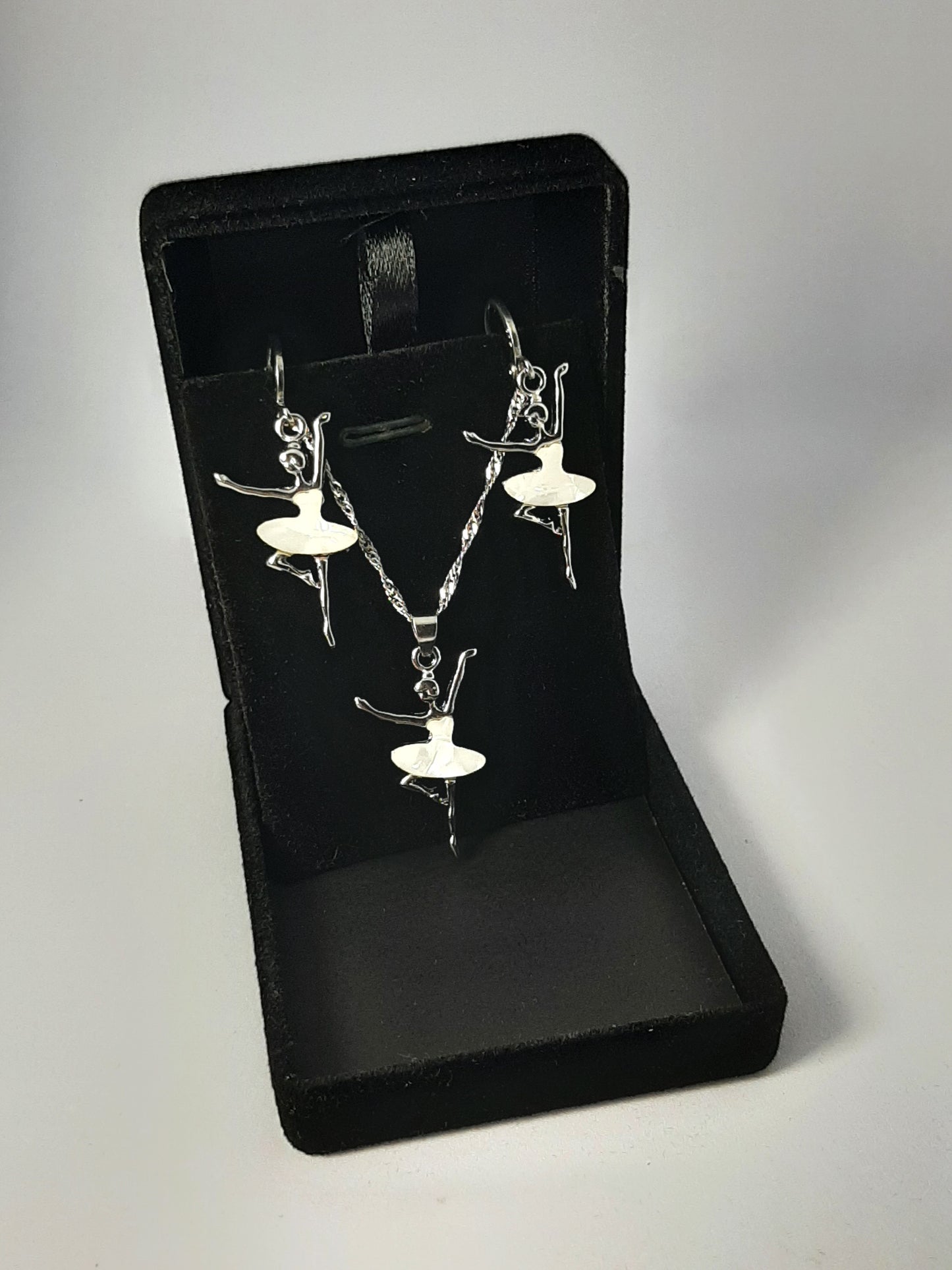 Parure Collier avec Boucles d'oreilles en Argent 925 Sterling avec perle