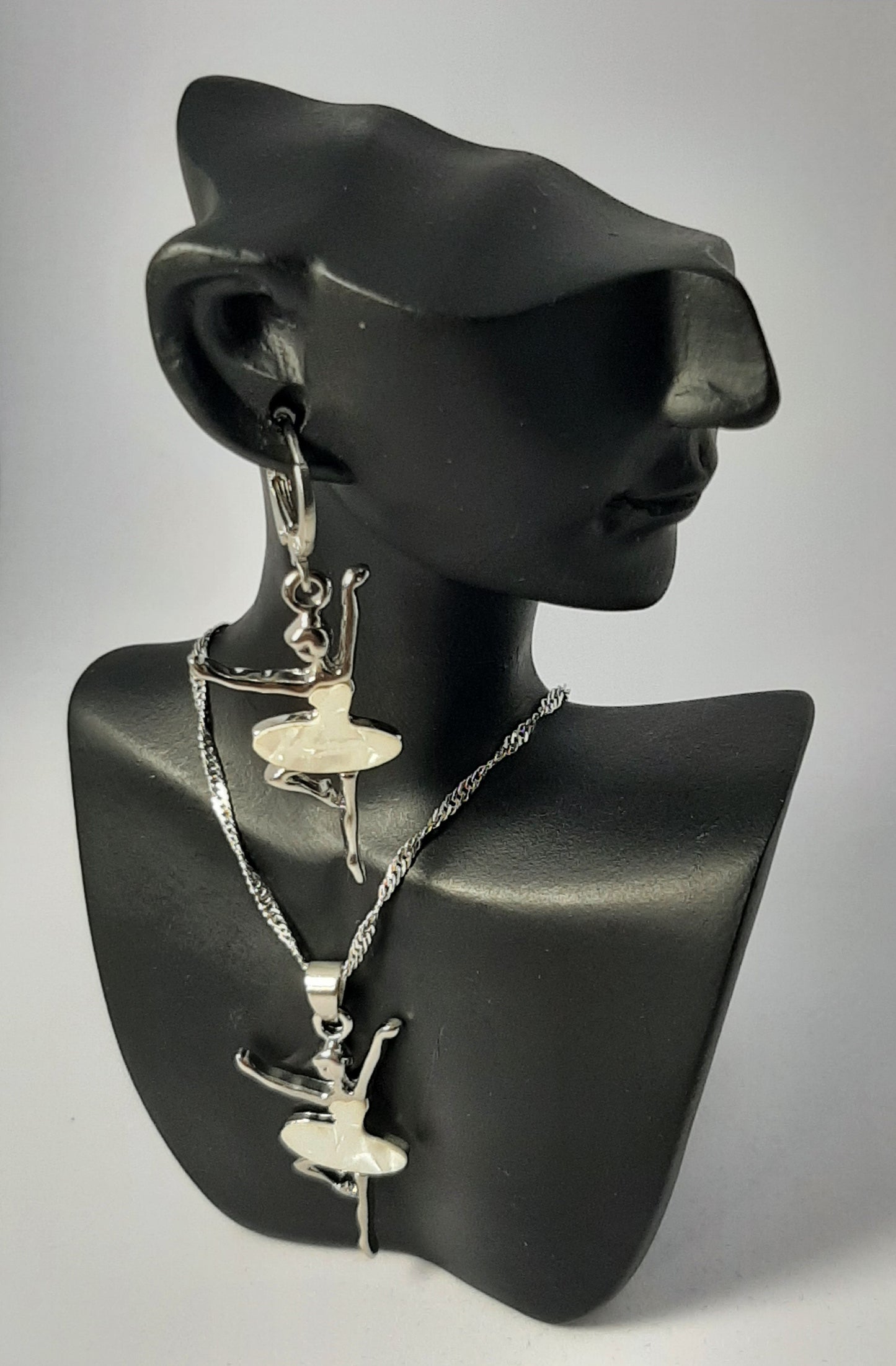 Parure Collier avec Boucles d'oreilles en Argent 925 Sterling avec perle