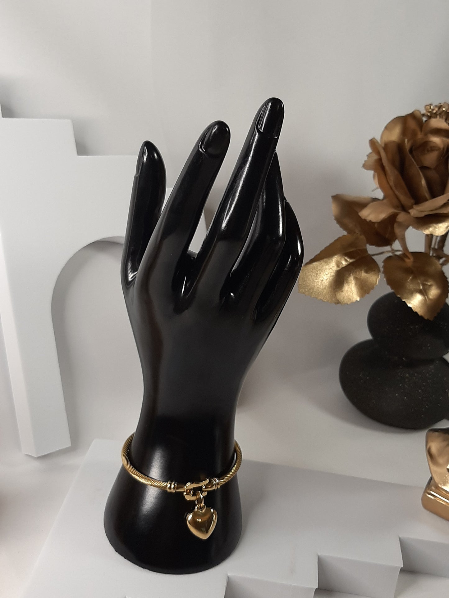 Bracelet à breloques en acier inoxydable, doré à l’or fin 18K