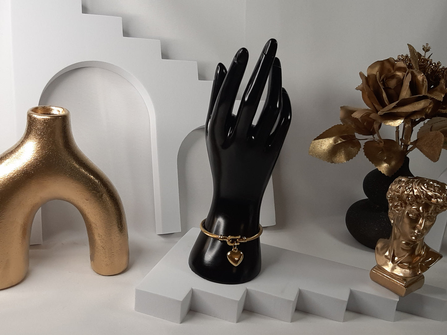Bracelet à breloques en acier inoxydable, doré à l’or fin 18K