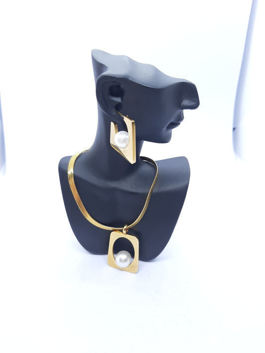 Parure Collier avec Boucles d'oreilles en Acier Inoxydable
