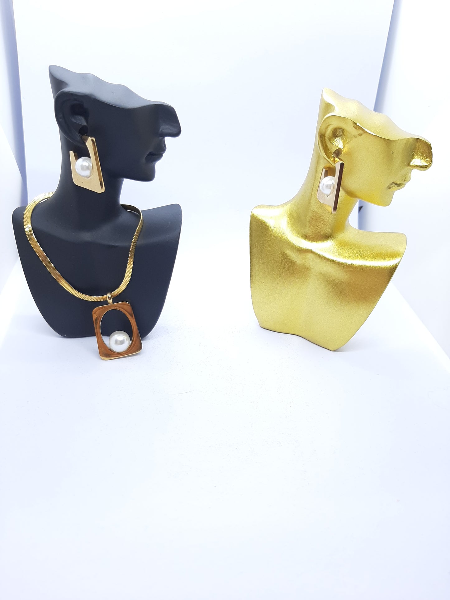 Parure Collier avec Boucles d'oreilles en Acier Inoxydable