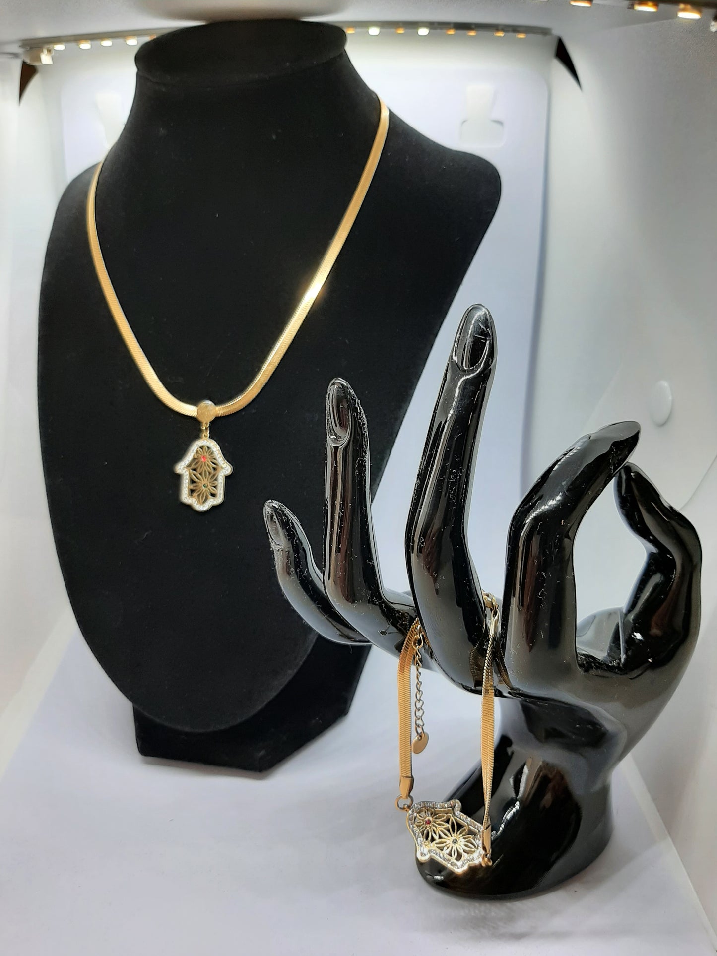 Parure Ensemble de 3 pièces Collier , Bracelet , et Boucles d'oreilles en Acier Inoxydable
