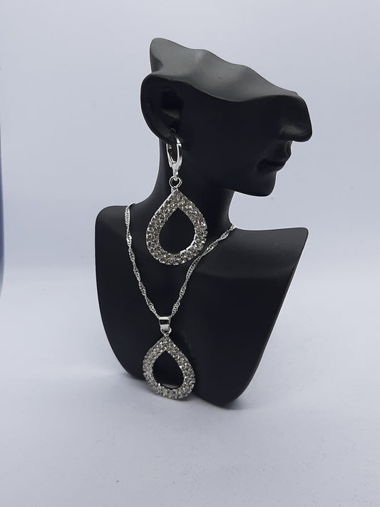Parure Collier avec Boucles d'oreilles en Argent 925 Sterling