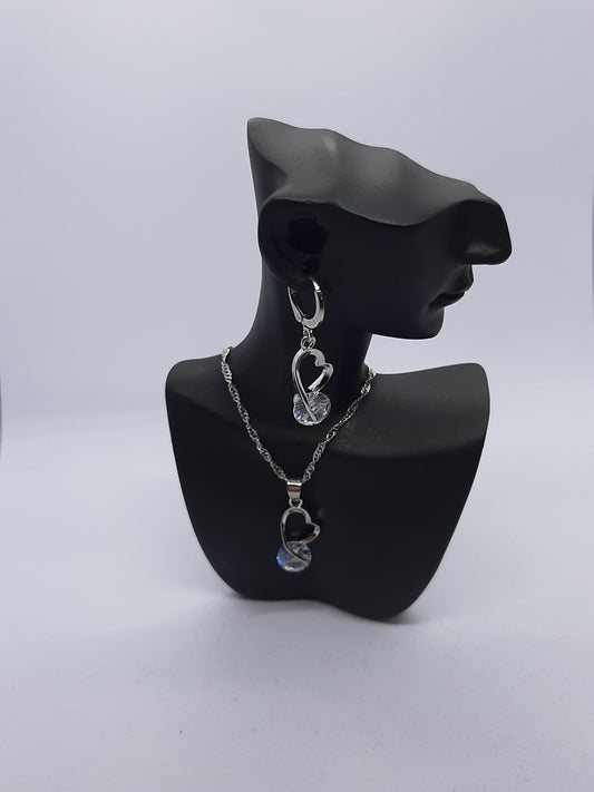 Parure Collier avec boucles d'oreilles en Argent 925 Sterling