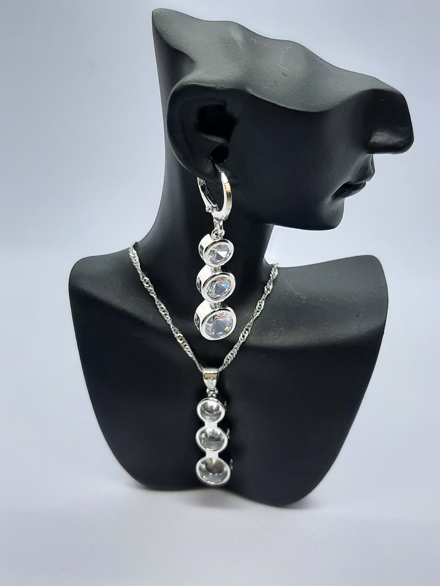 Parure Collier avec boucles d'oreilles en Argent 925 Sterling