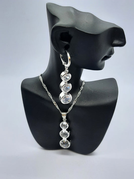 Parure Collier avec boucles d'oreilles en Argent 925 Sterling