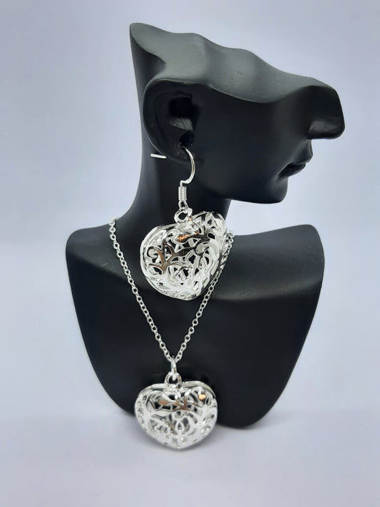 Parure Collier avec boucles d'oreilles en Argent 925 Sterling