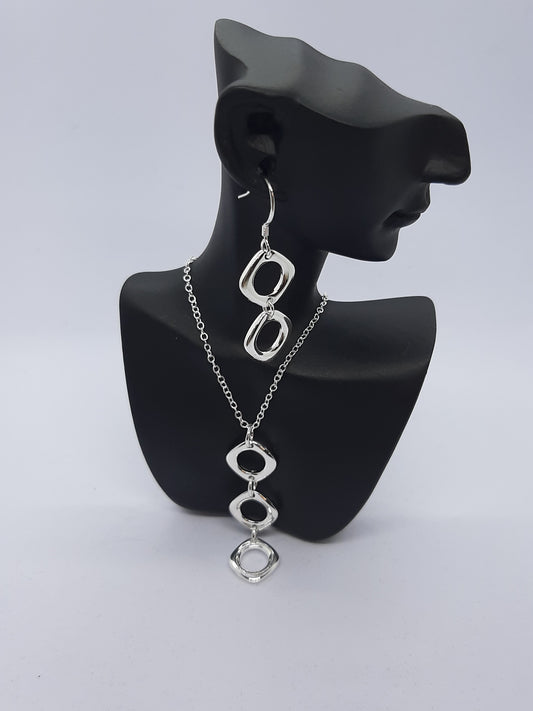 Parure Collier et boucles d'oreilles en Argent 925 Sterling