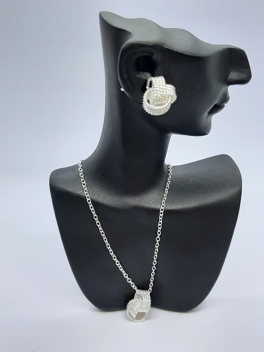 Parure Collier avec Boucles d'oreilles en Argent 925 Sterling
