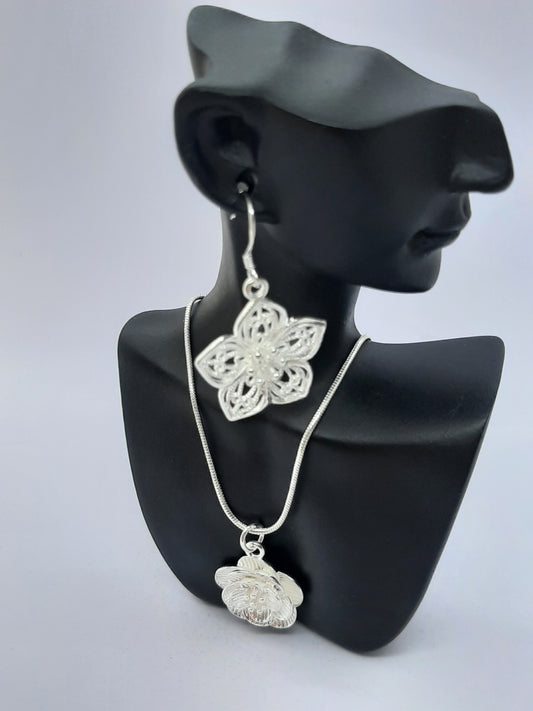 Parure Collier et boucles d'oreilles en Argent 925 Sterling