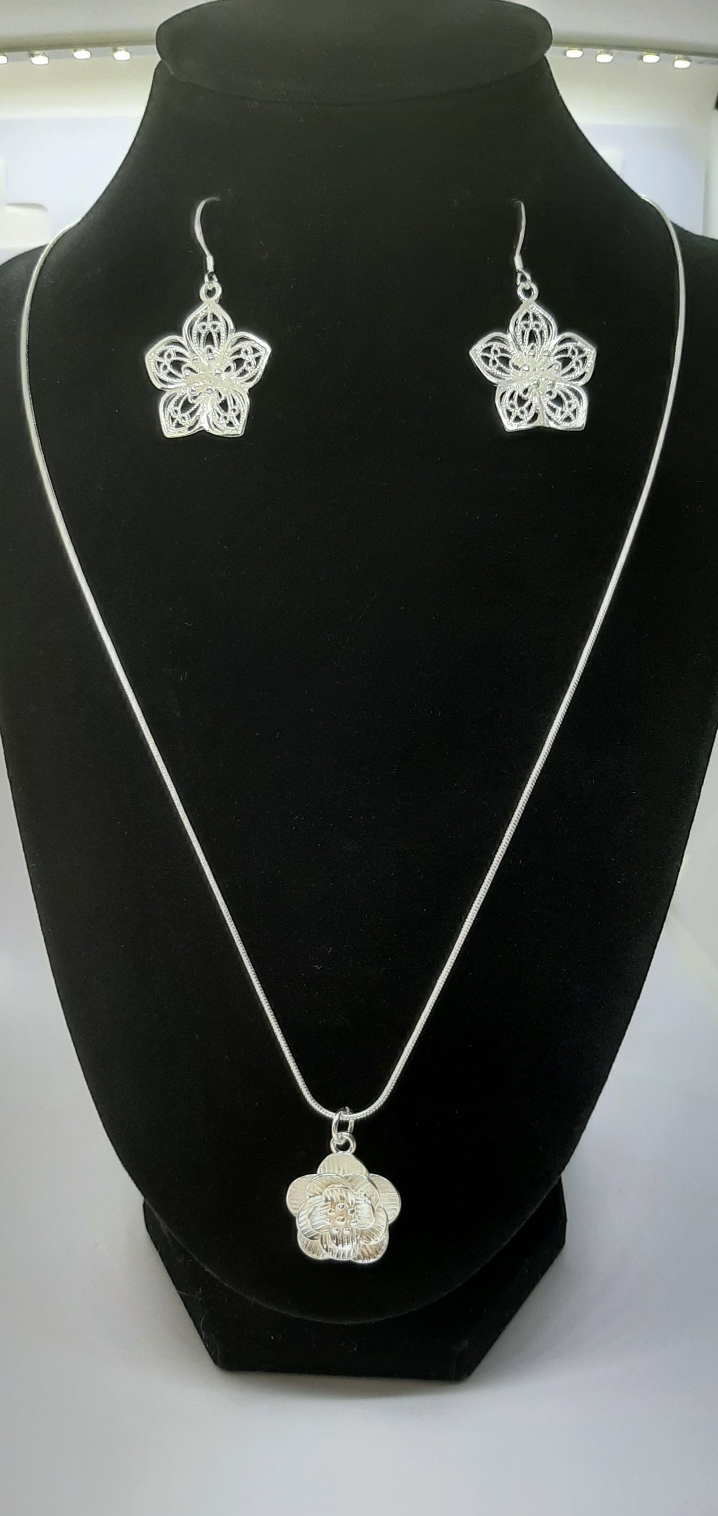 Parure Collier et boucles d'oreilles en Argent 925 Sterling