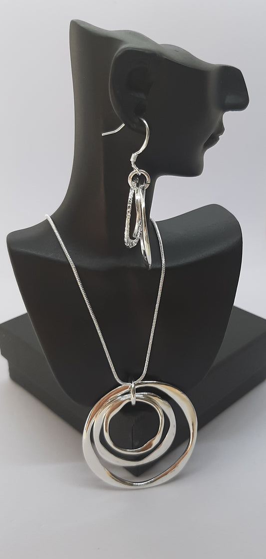 Parure Collier et Boucles d'oreilles en Argent 925 sterling
