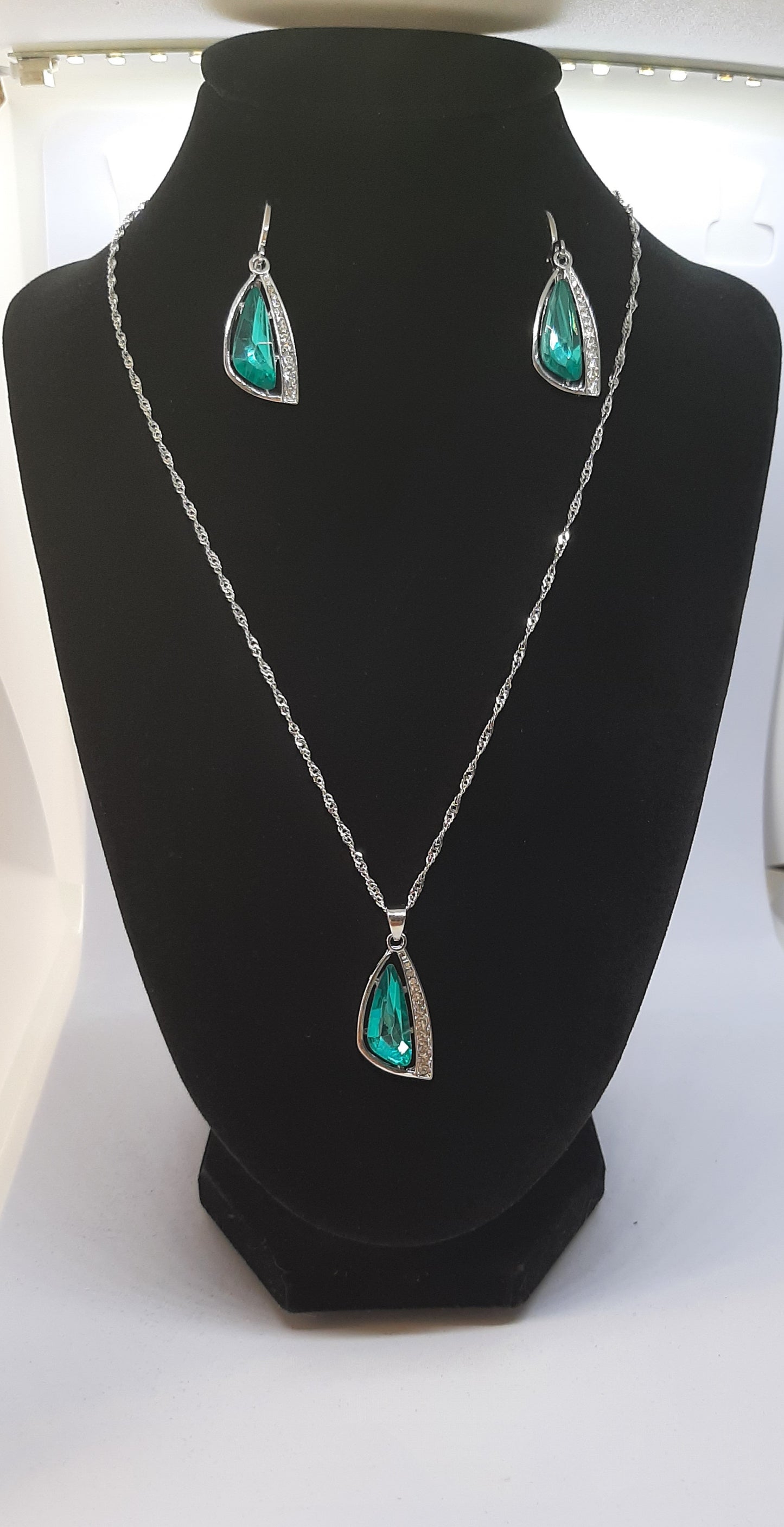 Parure Collier avec Boucles d'oreilles en Argent 925 Sterling
