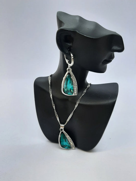 Parure Collier avec Boucles d'oreilles en Argent 925 Sterling