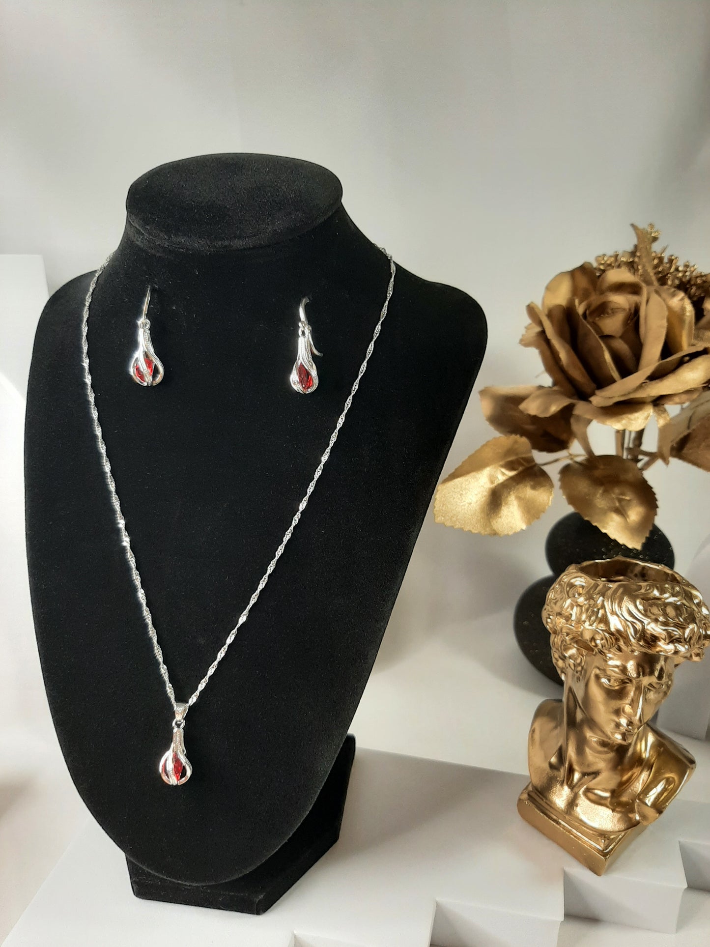 Parure Collier avec Boucles d'oreilles en Argent 925 Sterling