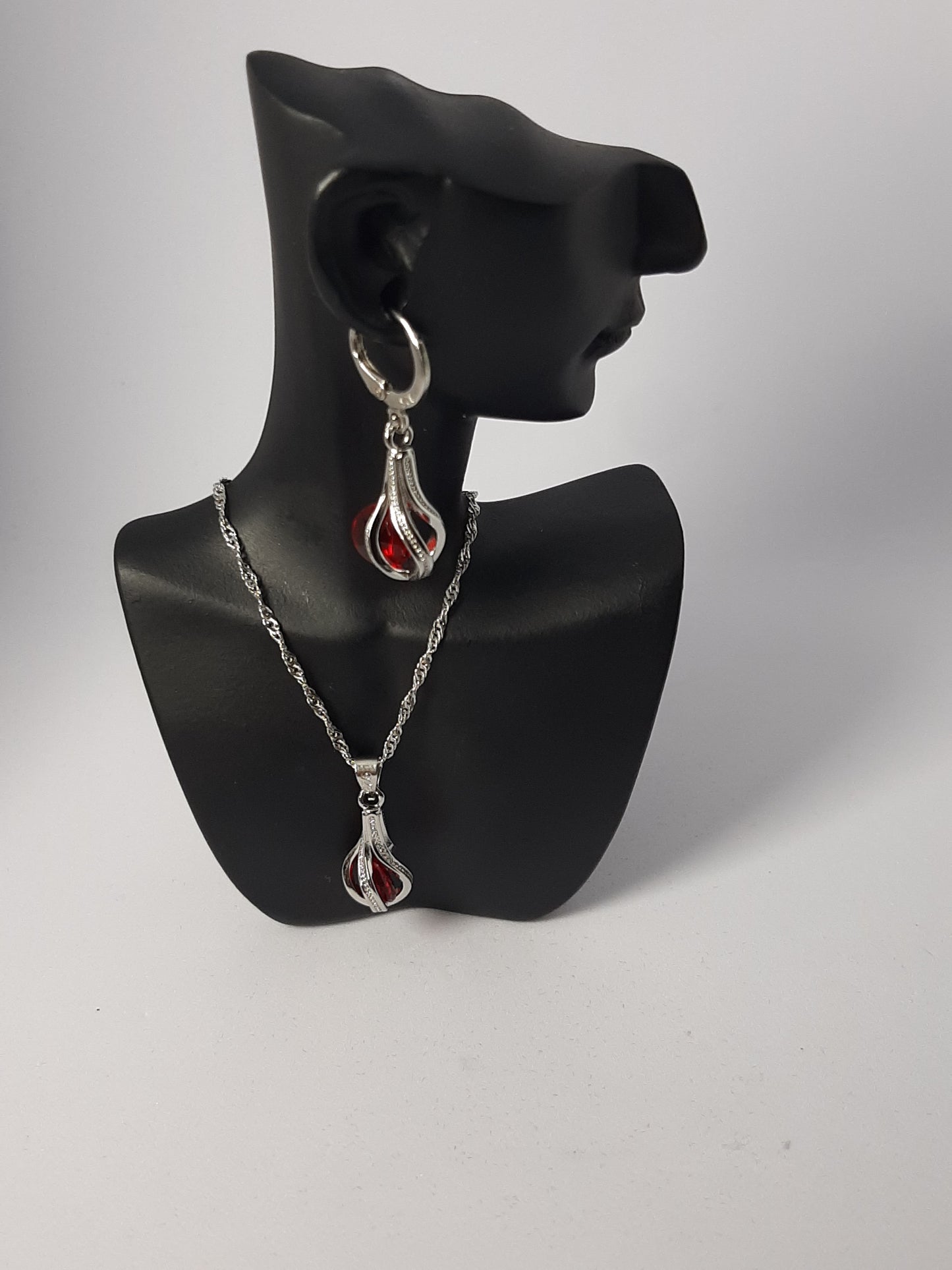 Parure Collier avec Boucles d'oreilles en Argent 925 Sterling