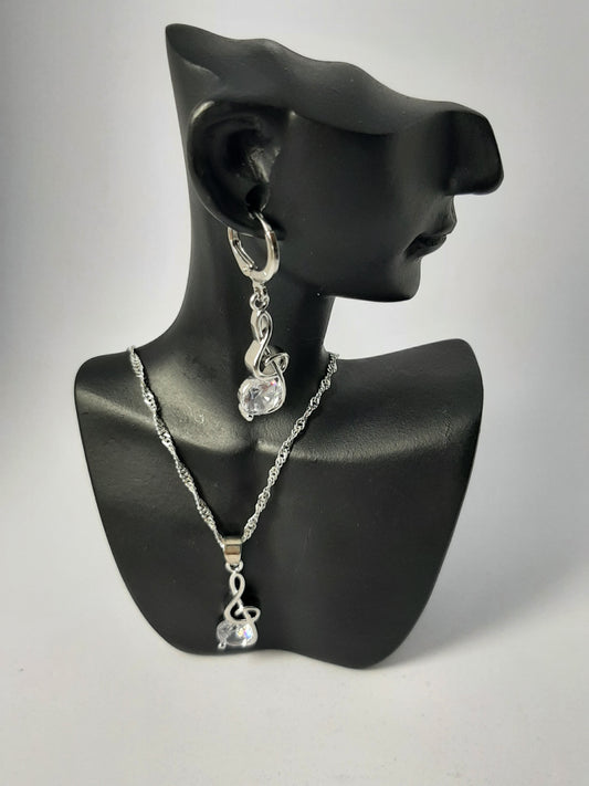 Parure Collier avec Boucles d'oreilles en Argent 925 Sterling