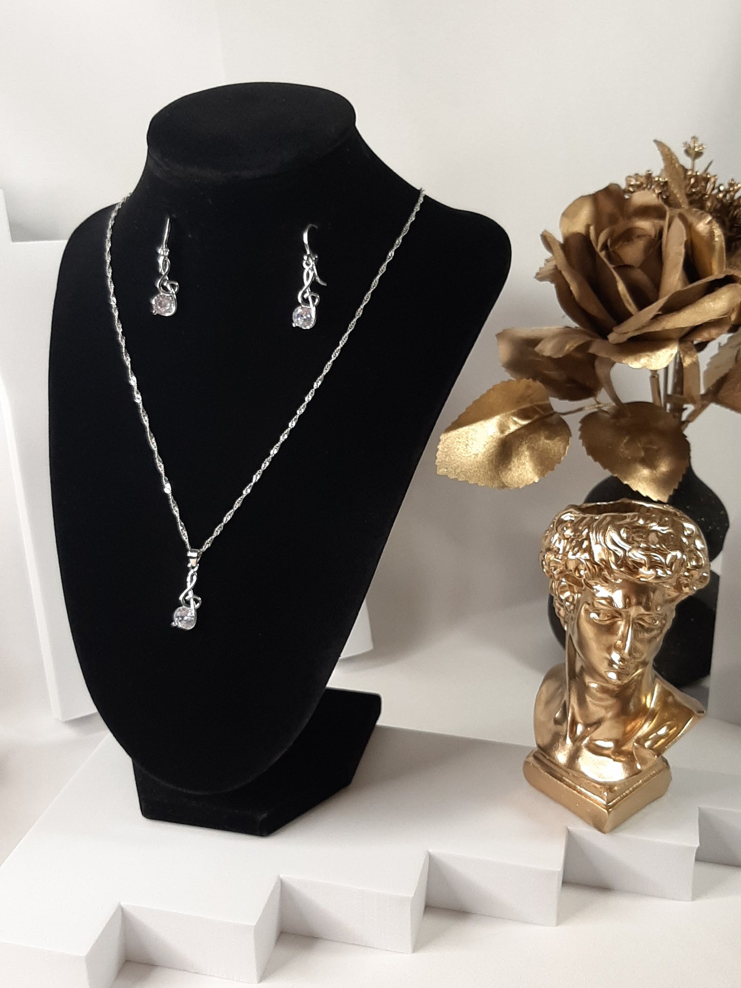 Parure Collier avec Boucles d'oreilles en Argent 925 Sterling