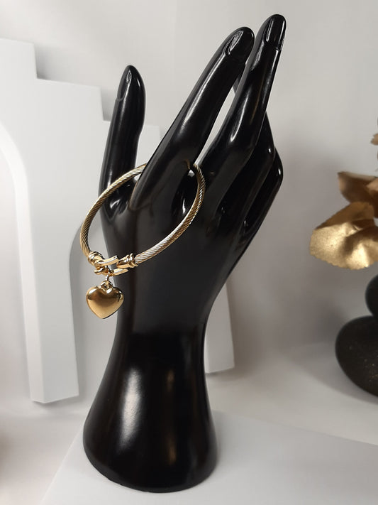 Bracelet à breloques en acier inoxydable, doré à l’or fin 18K